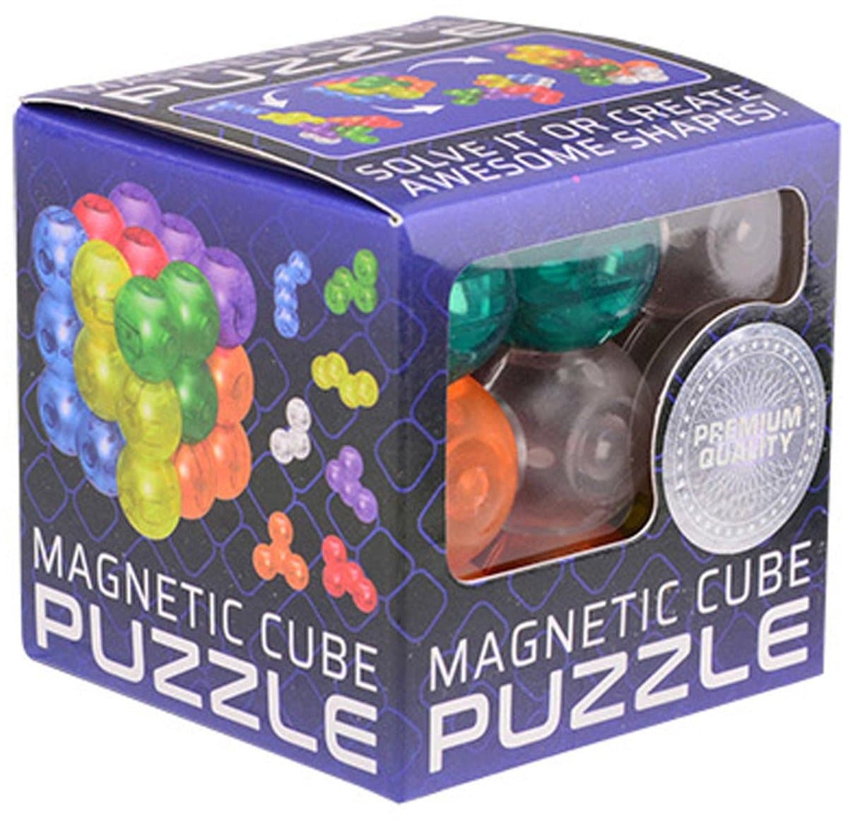 Johntoy Magnetische puzzel kubus - 7 puzzelstukjes - speelgoed - 6 x 6 cm - kunststof - multicolor