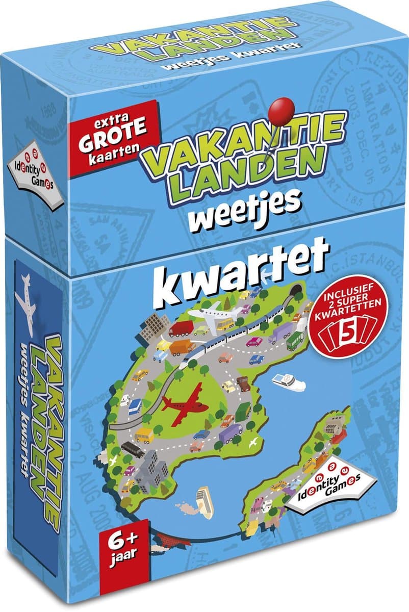 Identity Games Vakantielanden weetjes kwartet - kaartspel - boordevol leuke feitjes over populaire vakantiebestemmingen