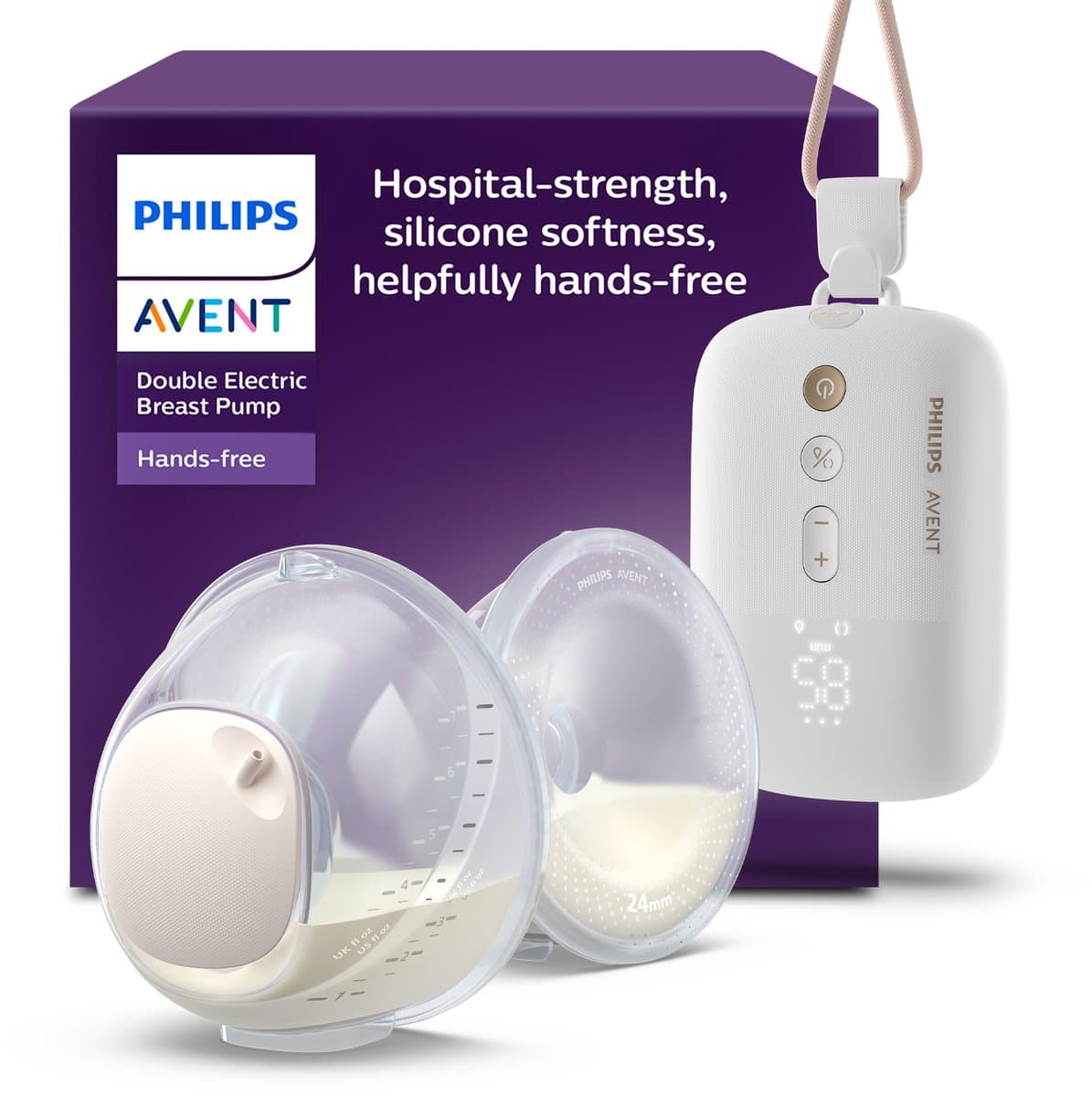 Philips Avent - handsfree dubbele elektrische draagbare borstkolf - comfortabele & krachtige motor - ultralichte transparante cups - scf532/11