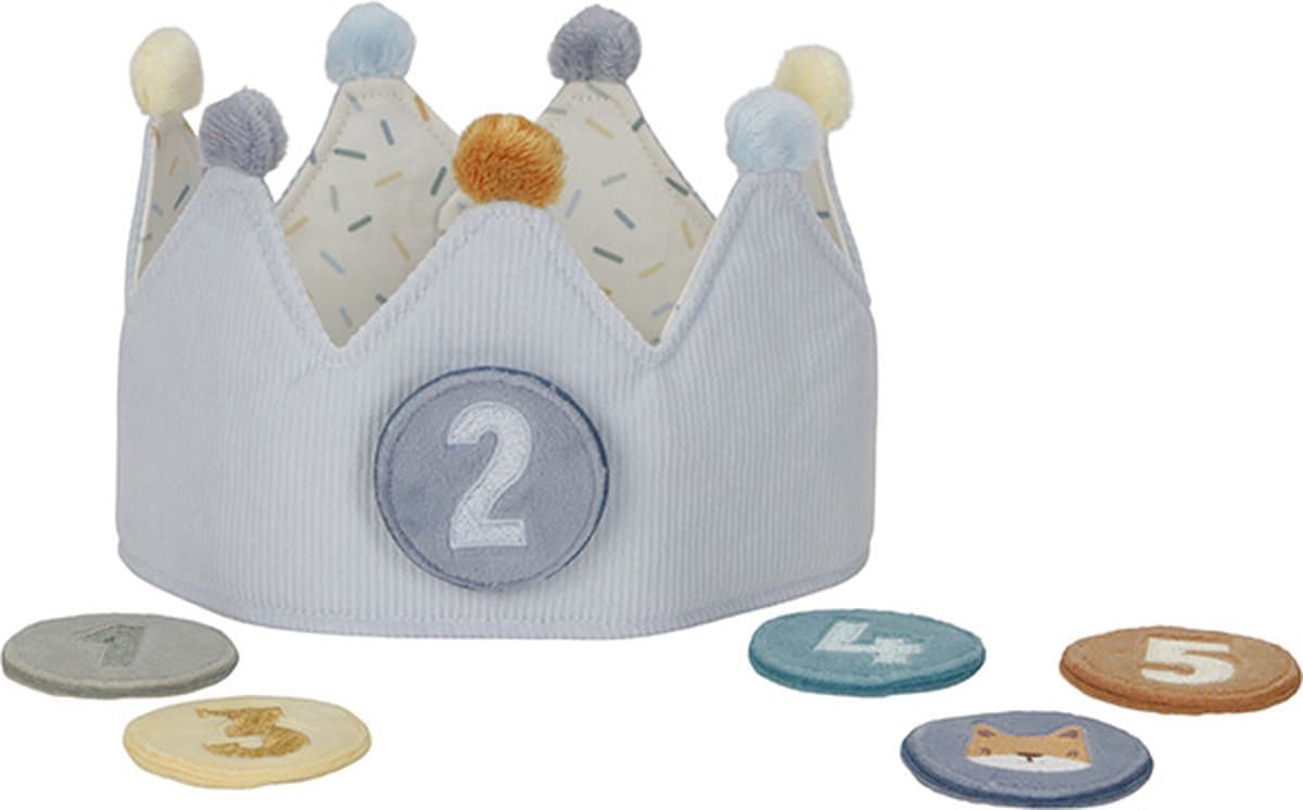 Little Dutch - verjaardagskroon van stof met cijfers - blauw