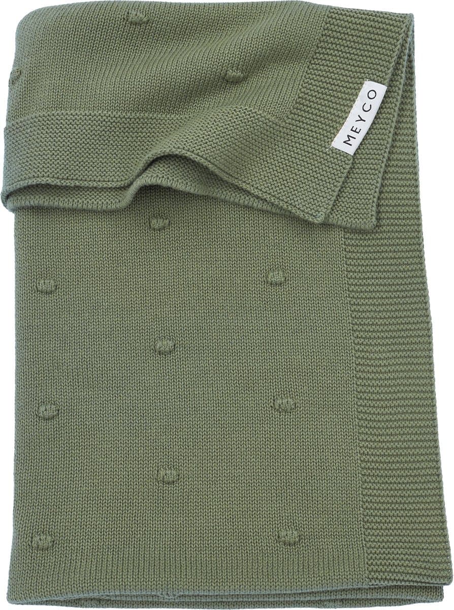 Meyco baby mini knots ledikant deken - forest green - 100x150cm - 1.0 tog