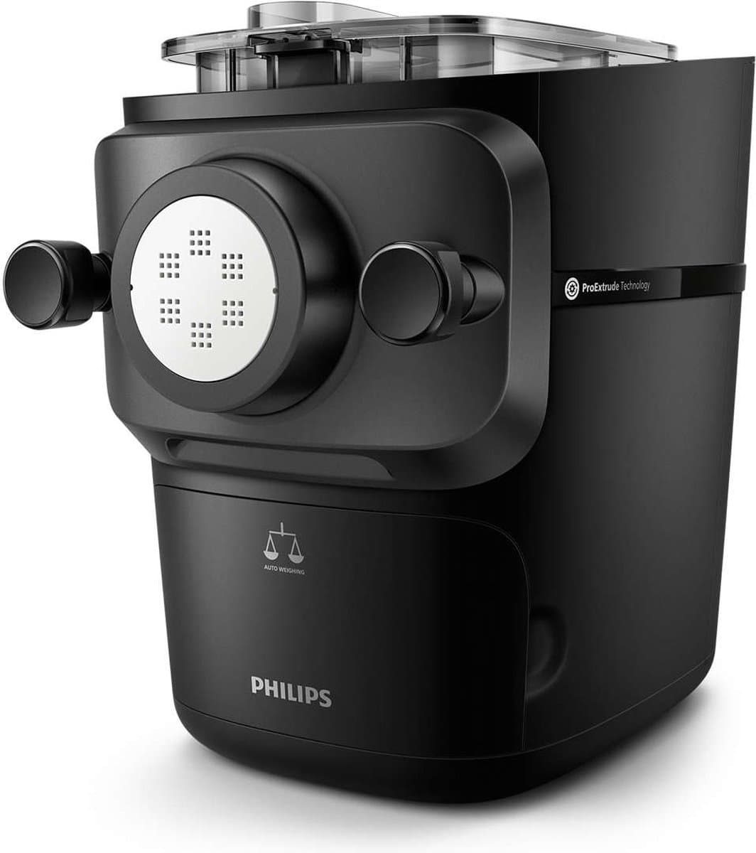 Philips 7000 series hr2665/93 pastamachine - volledig automatische pastamaker - met weegfunctie & 8 vormschijven - verse pasta in 10 minuten - zwart