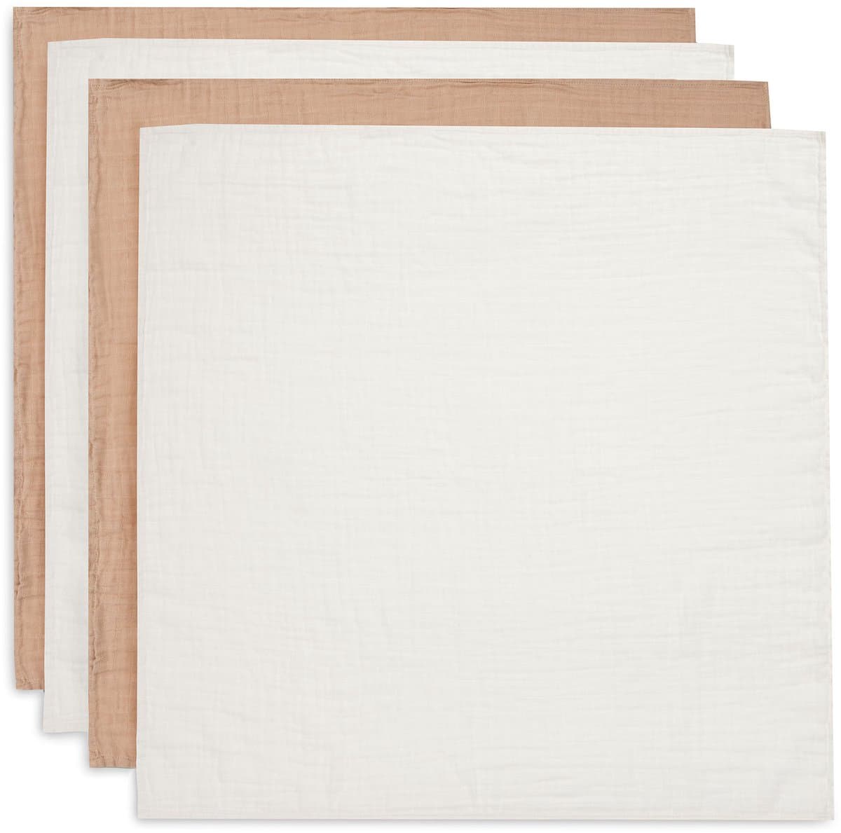 Jollein - hydrofiele doek small 70x70cm - inbakerdoek - zacht katoen - 4 stuks - biscuit/ivory