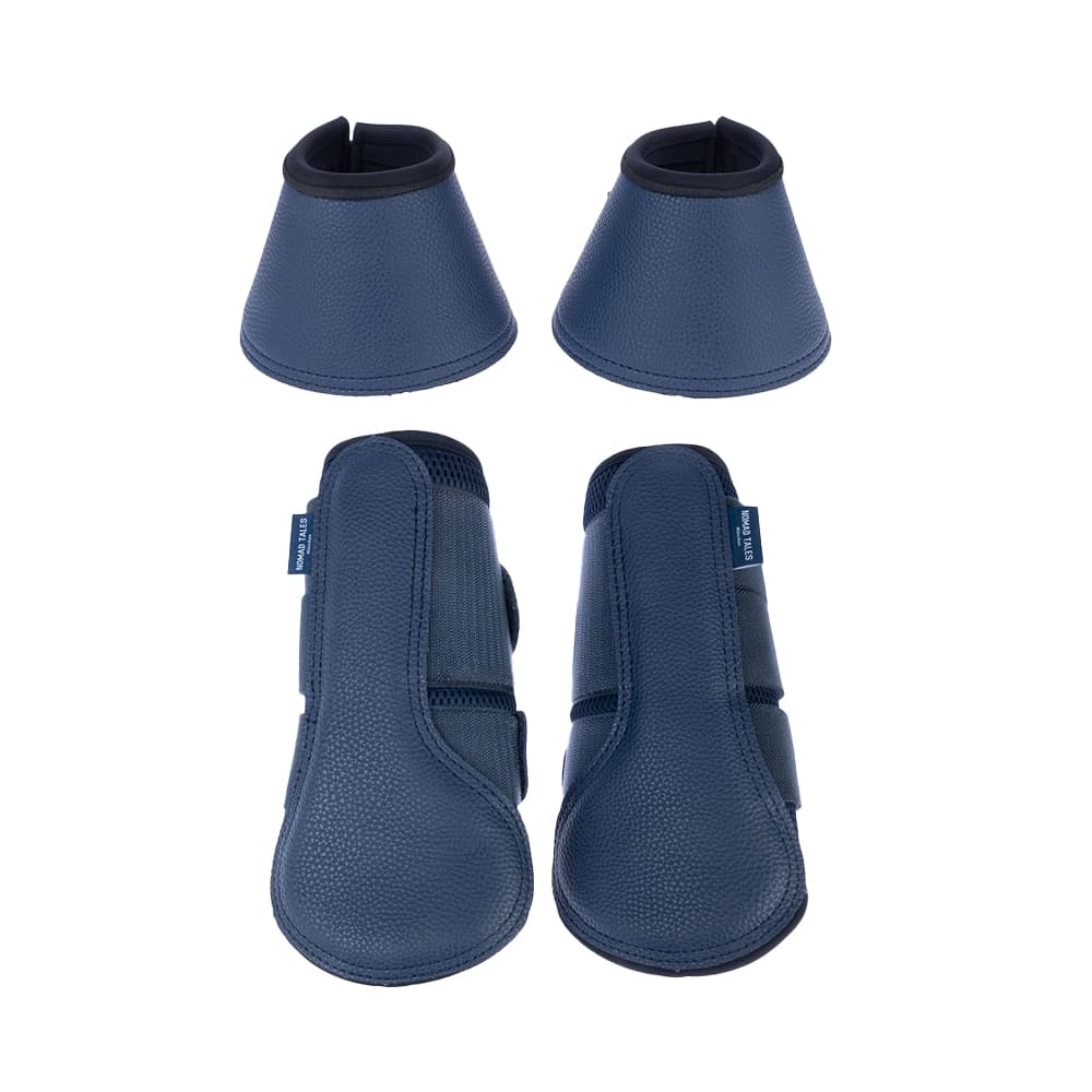 Voordeelset: Nomad Tales 2 beenkappen & 2 hoefschoenen van imitatieleer, marineblauw maat. M Paard
