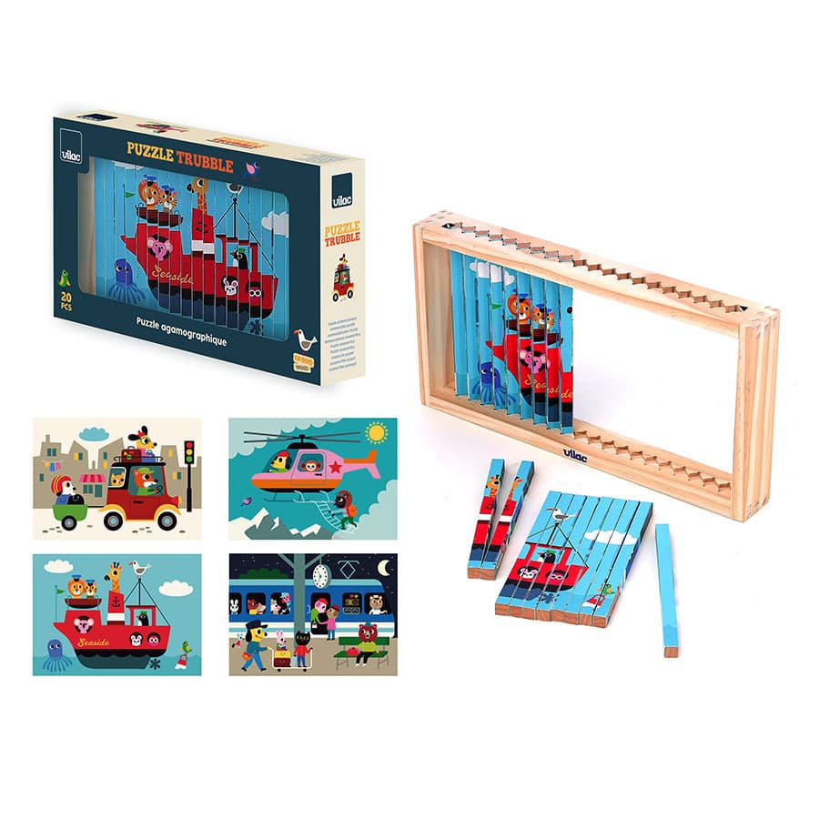 Vilac Houten 4D Puzzel Transportmiddelen