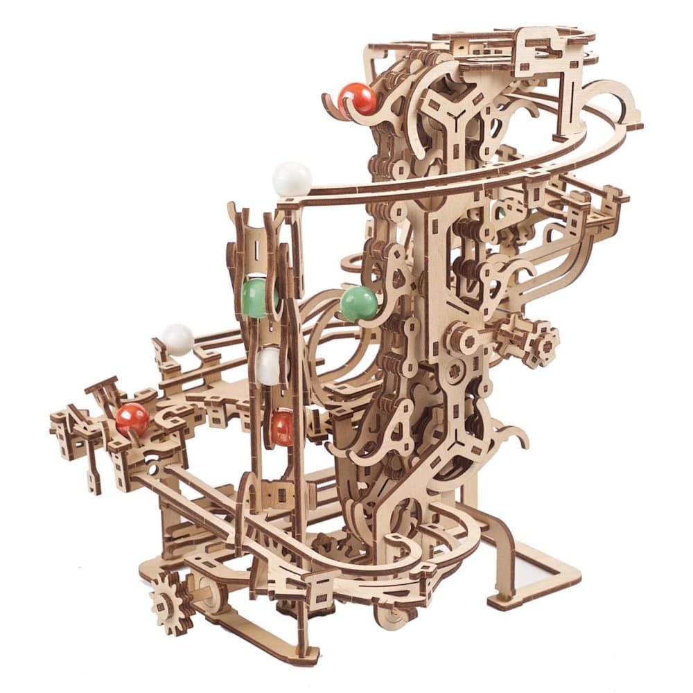 Ugears 3D houten mechanische puzzel Knikkerbaan kettinglift