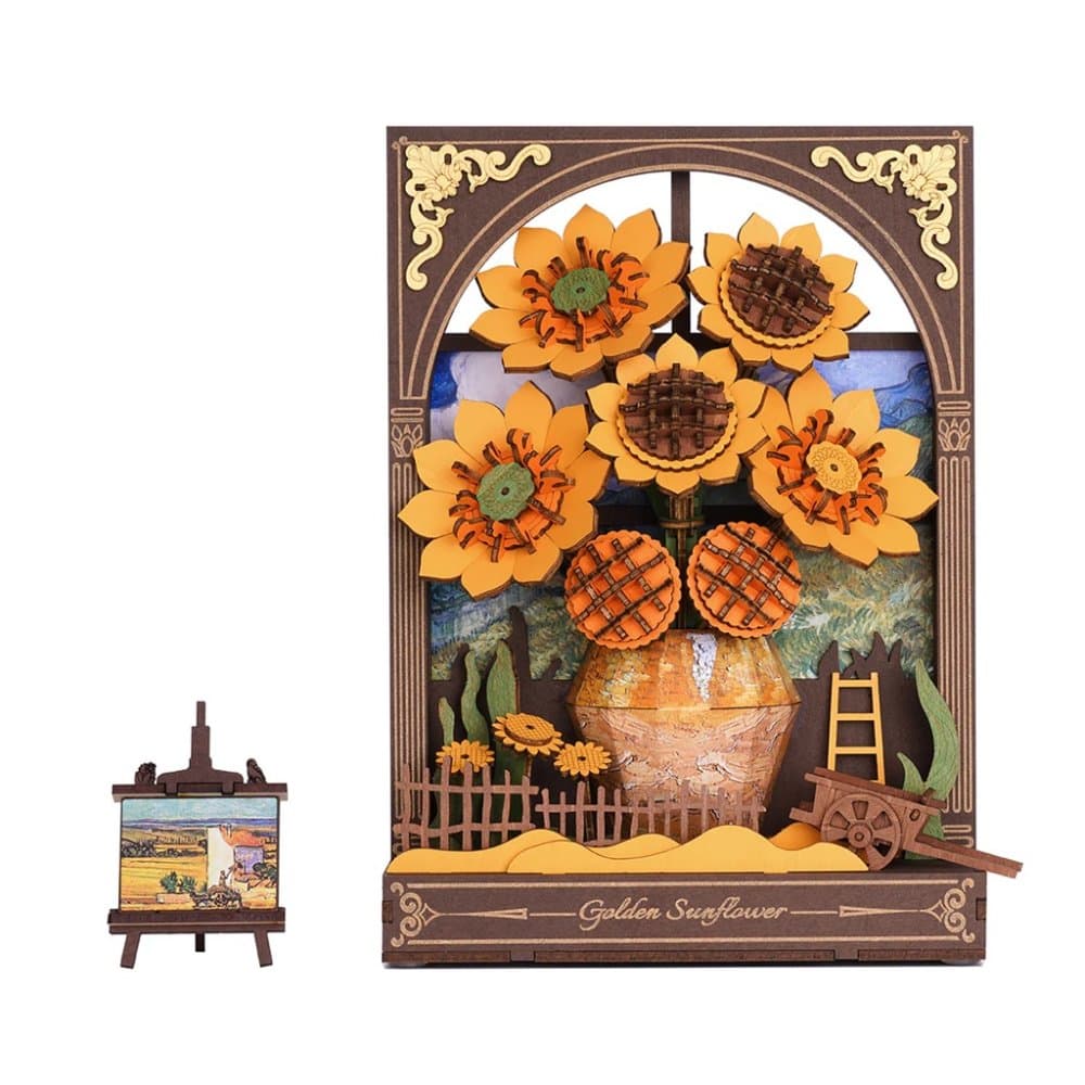 RoboTime 3D houten modelbouwpakket Gouden Zonnebloemen