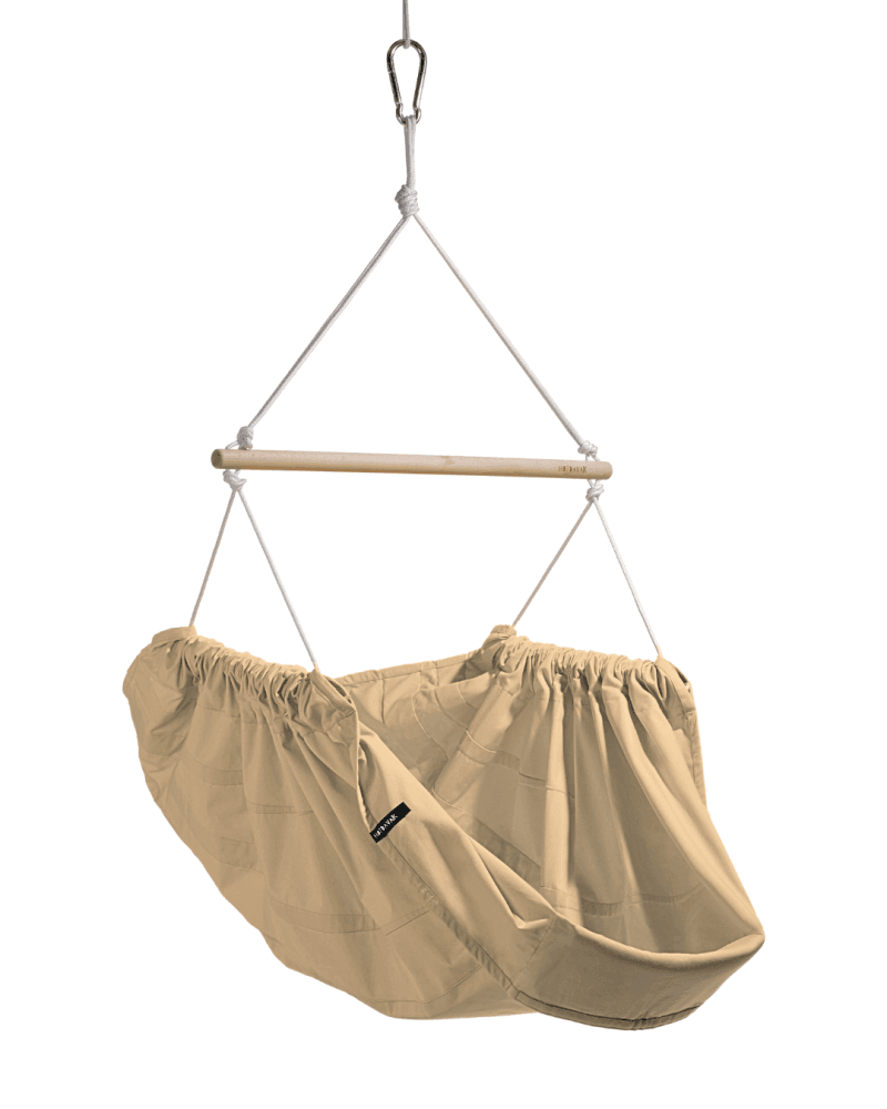 Hangmat stoel beige gemêleerd HOJDAVAK MAXI met kussen - outdoor stof, Wit touw