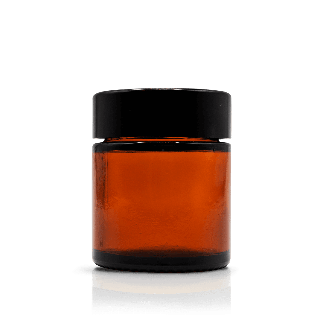 Glazen pot 30ml (bruin glas) met zwarte dop