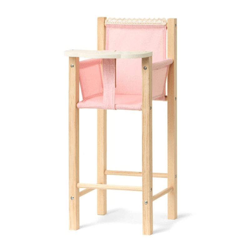Houten Poppenstoel Roze Linnen