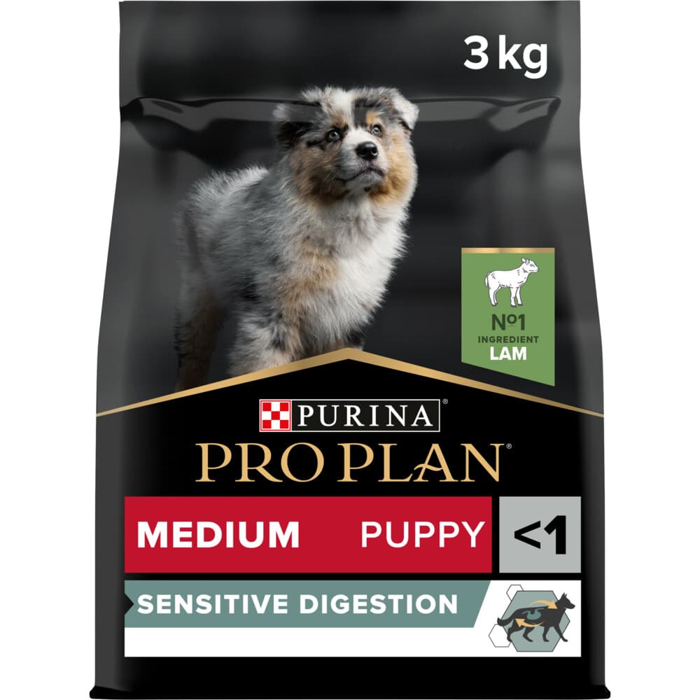 4x Pro Plan Hondenvoer Droog Puppy Medium Sensitive Digestion Lam 3 kg