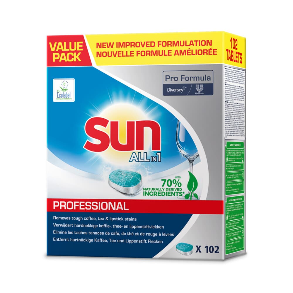 2+2 gratis: Sun Professional Vaatwastabletten All in 1 Pro Formula 102 stuks