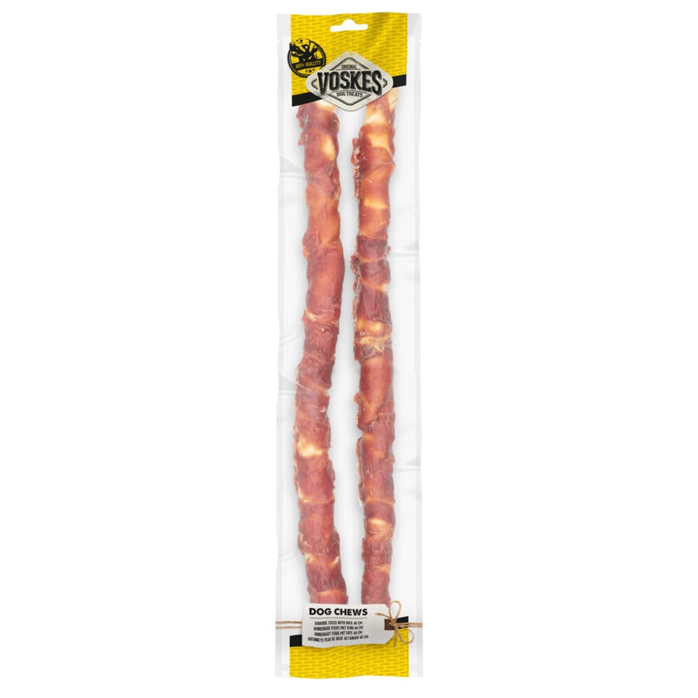 2x Voskes Hondensnacks Stick Runderhuid Eend 40 cm 2 stuks