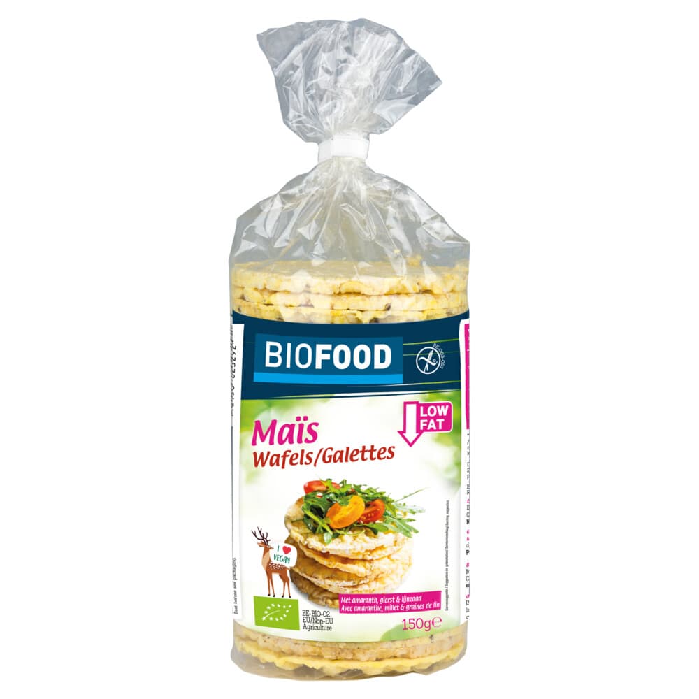Damhert Biofood Maiswafels Met Lijnzaad BIO 150 gr