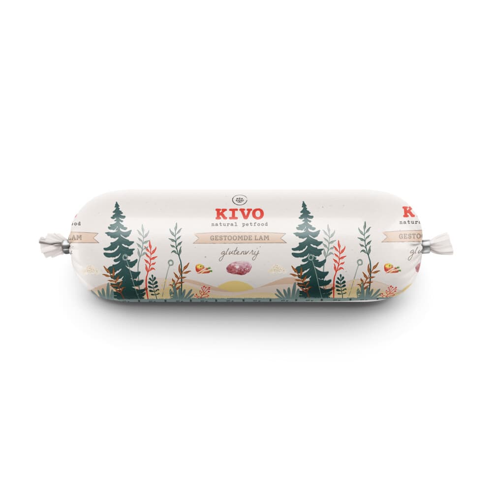 12x Kivo Hondenvoer Nat Gestoomd Lam 600 gr