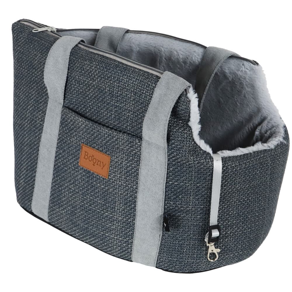 Boony Hondentas Linnenlook + Draagband Grijs 46 cm