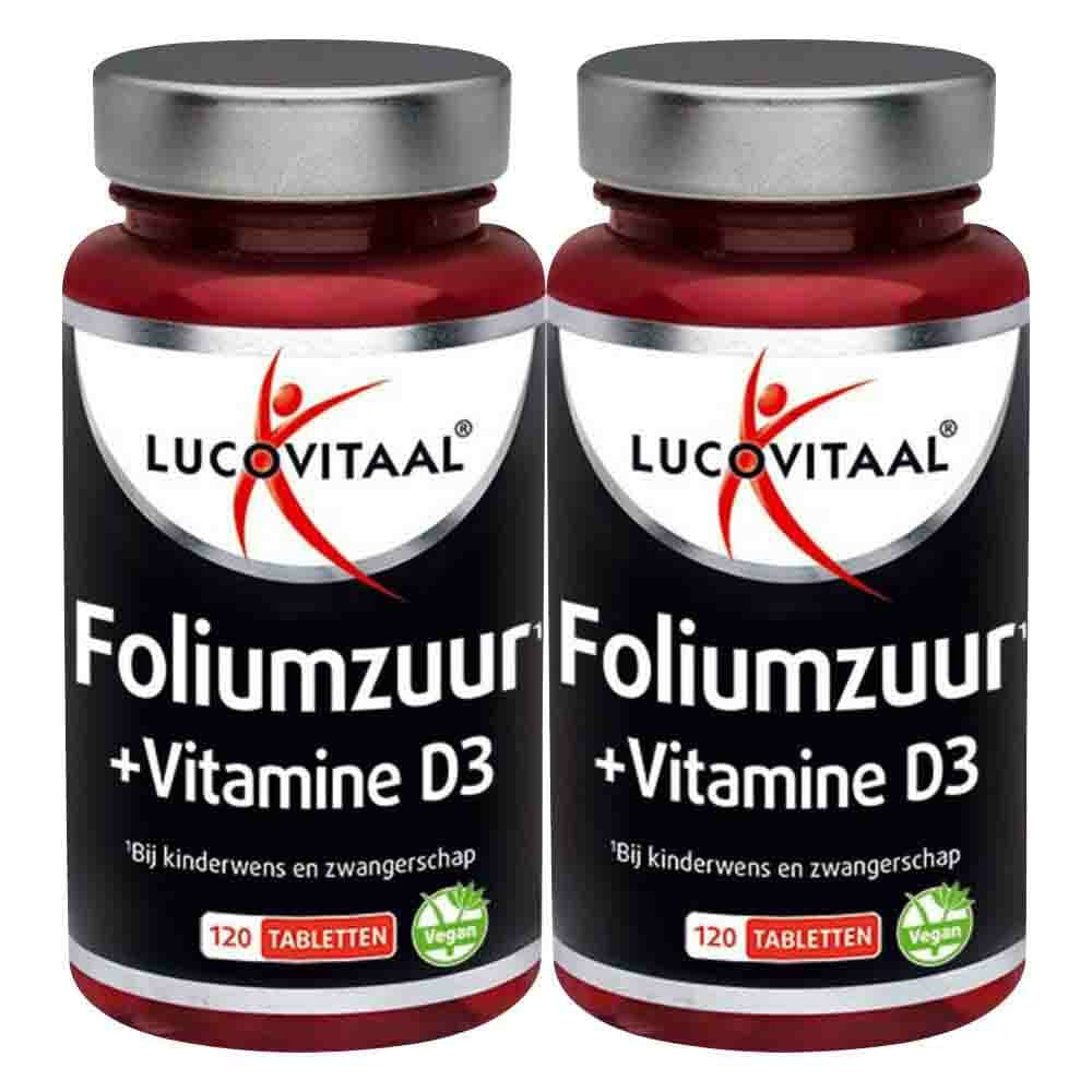 2x Lucovitaal Foliumzuur + Vitamine D3 120 tabletten