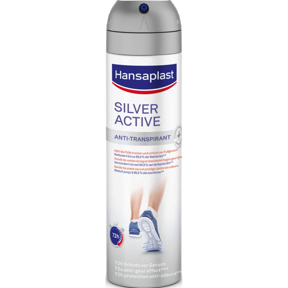 2e halve prijs: Hansaplast Voetdeodorant Silver Active 150 ml