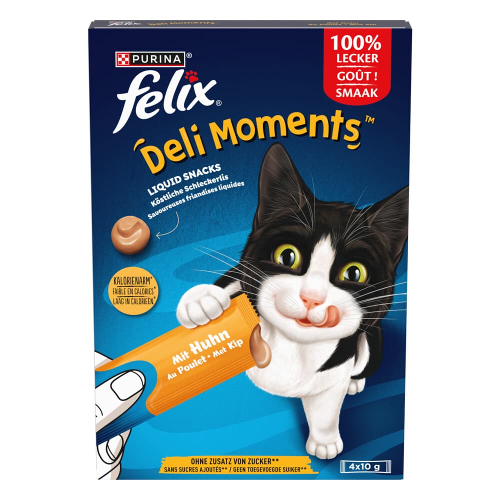 11x Felix Kattensnack Deli Moments Liquid Kip 4 x 10 gr