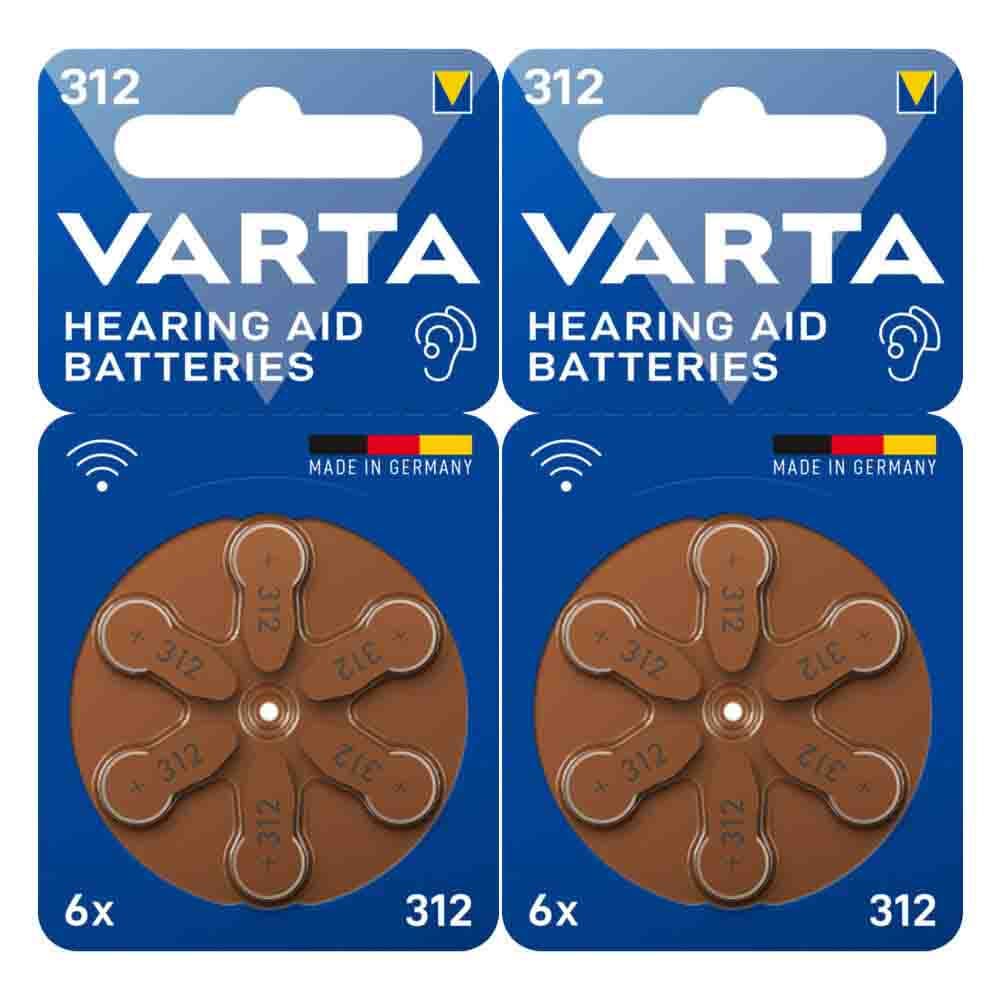 2x Varta Gehoorbatterij Gehoorapparaat 312 Blister 6 stuks