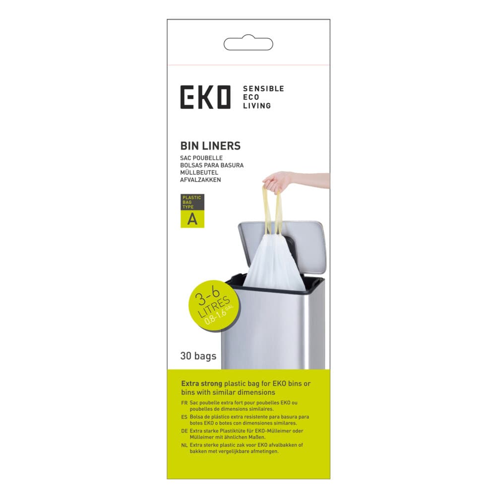 2e halve prijs: EKO Afvalzak met Trekband Wit 3–6 Liter Type A 30 zakken
