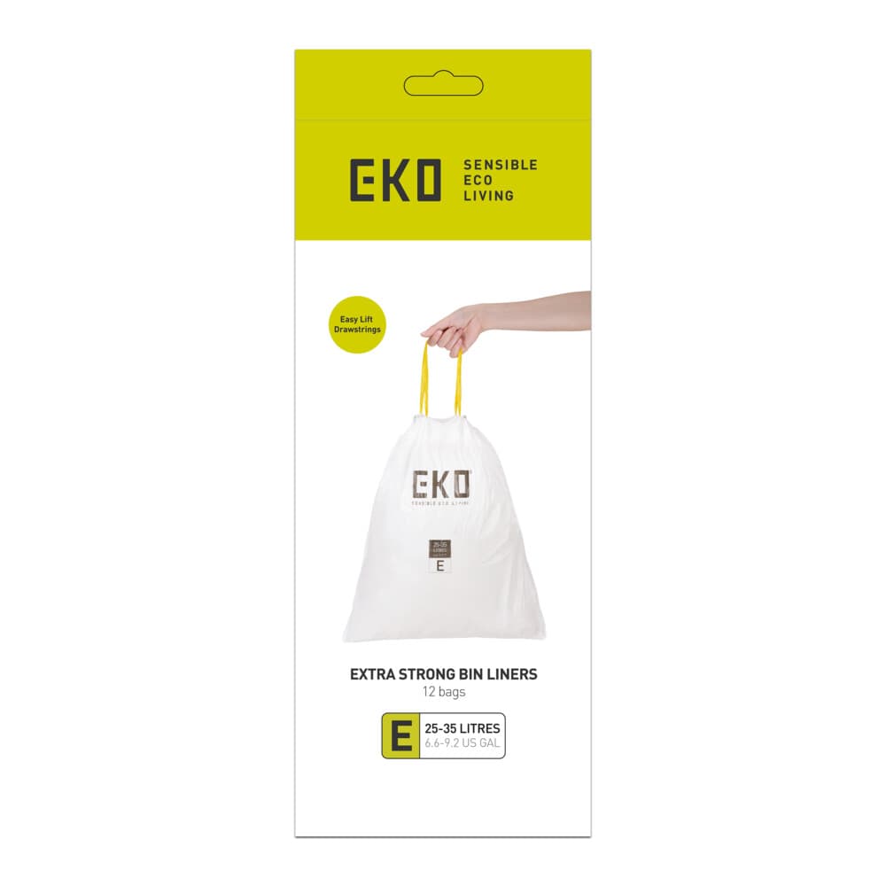 2e halve prijs: EKO Afvalzak met Trekband Wit 25–35 Liter Type E 12 zakken