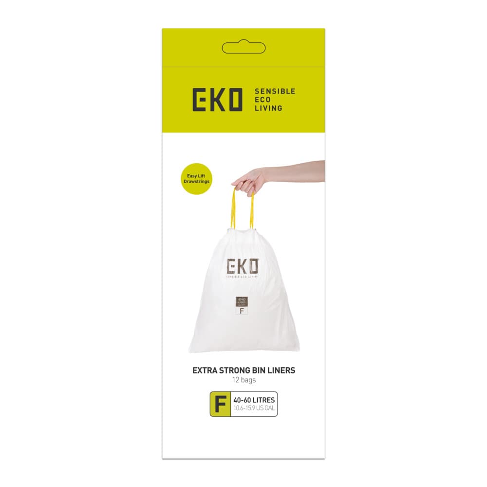 2e halve prijs: EKO Afvalzak met Trekband Wit 40–60 Liter Type F 12 zakken