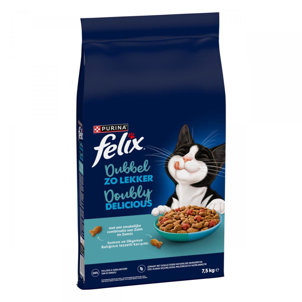 Felix Kattenvoer Droog Dubbel Zo Lekker Adult Zalm&Zeevis 7,5 kg