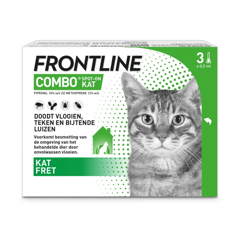 Frontline Combo Spot On Anti Vlooiendruppels Kat vanaf 1 kg 3 pipetten