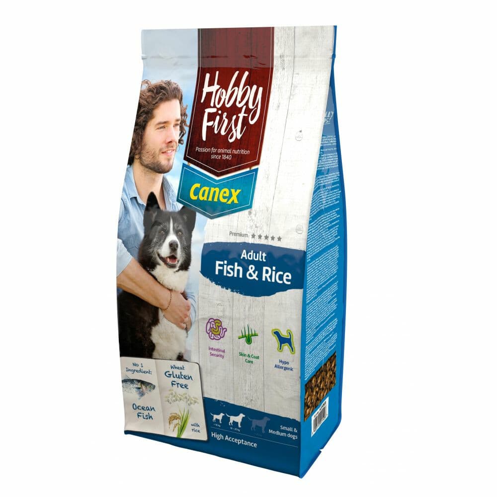 HobbyFirst Canex Hondenvoer Adult Vis & Rijst 12 kg