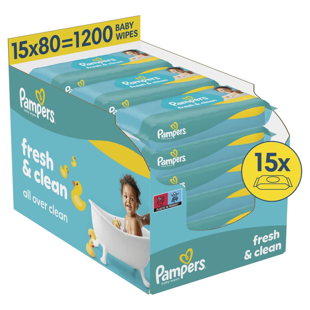 Pampers Billendoekjes Fresh Clean Navulpak 15x80 = 1200 stuks