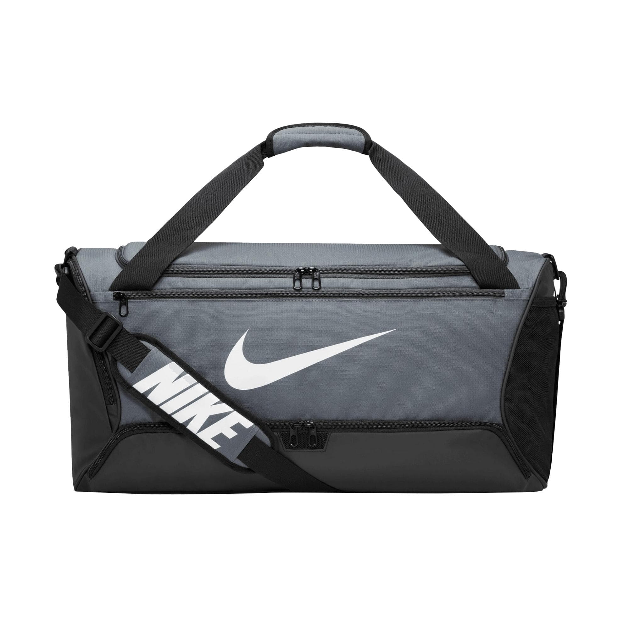 Nike Brasilia Swoosh Training 60L Duffeltas (IJzergrijs/Zwart/Wit)