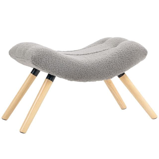 4goodz Voetensteun met fleece bekleding en houten poten -