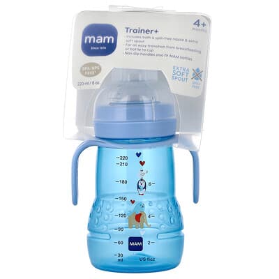 MAM, Trainer+ Fles, 4+ maanden, Blauw, 220 ml