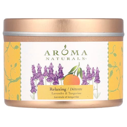 Aroma Naturals, Soy VegePure®, reiskaars in blik, ontspannend, lavendel & mandarijn, 79,38 g