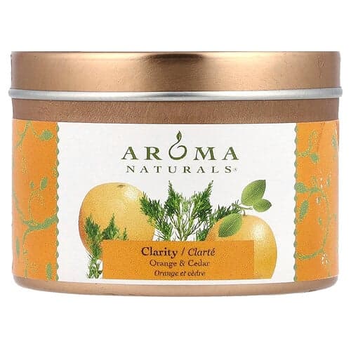 Aroma Naturals, Soy VegePure®, reiskaars in blik, helderheid, sinaasappel & ceder, 79,38 g