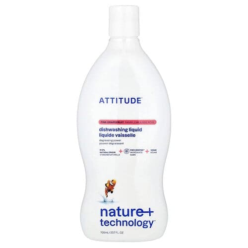 ATTITUDE, Nature + Technology™, Afwasmiddel, Roze Grapefruit, 23.7 fl oz (700 ml)