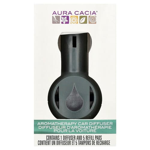 Aura Cacia, Aromatherapie auto diffuser, 1 diffuser, 5 navulpads