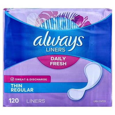 Always, Daily Fresh inlegkruisjes, dun, normaal, ongeparfumeerd, 120 inlegkruisjes