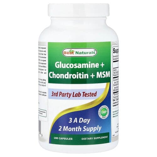 Best Naturals, Glucosamine + Chondroïtine + MSM, 180 capsules