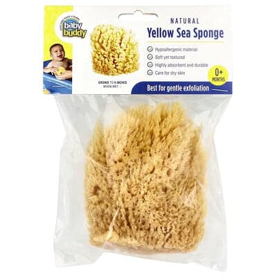 Baby Buddy, Natuurlijke gele zeebadspons, 0+ maanden, 1 spons