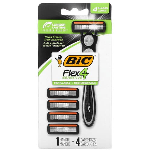 BIC, Flex 4 Sensitive, 1 handvat, 4 patronen