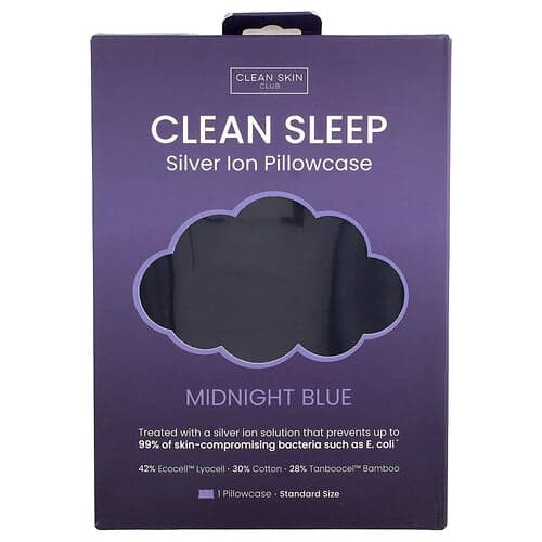 Clean Skin Club, Clean Sleep, kussensloop met zilverionen, middernachtblauw, 1 stuk