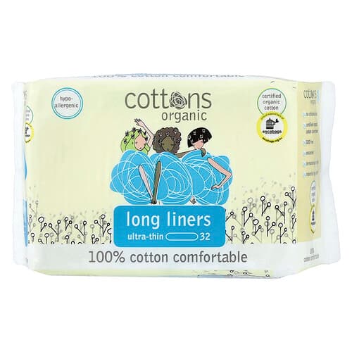 Cottons, 100% katoen, comfortabel, lange inlegkruisjes, ultradun, 32 stuks