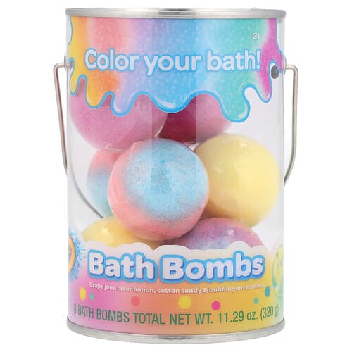 Crayola, Badbruisballen, 3+, met druivenjam, Laser Lemon, suikerspin- en kauwgomgeur, 8 badbruisballen, 320 g