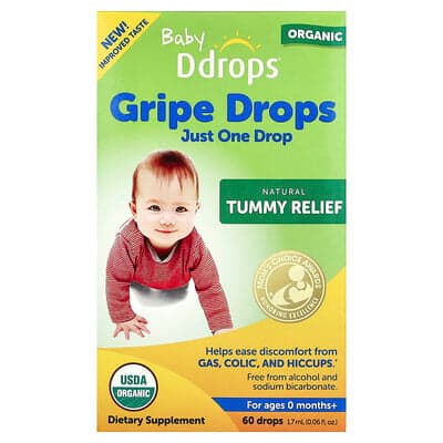 Ddrops, Baby, biologische druppels tegen krampjes, voor baby's vanaf 0 maanden, 1,7 ml