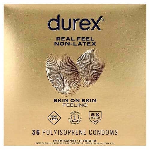 Durex, Real Feel zonder latex, normale pasvorm, 36 polyisopreencondooms