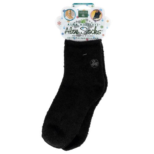 Earth Therapeutics, Aloe Moisture™, Aloë Sokken™, Zwart, 1 paar