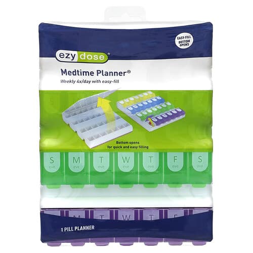 Ezy Dose, Wekelijks 4/Dag met Easy-Fill Medtime Planner, 1 Telling