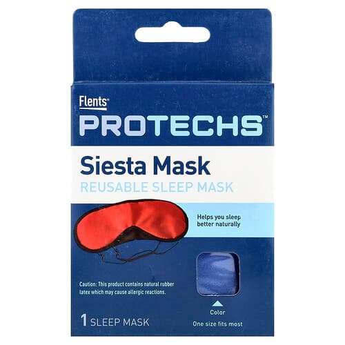 Flents, ProTechs™, Siesta Mask, herbruikbaar slaapmasker, één maat, 1 stuk